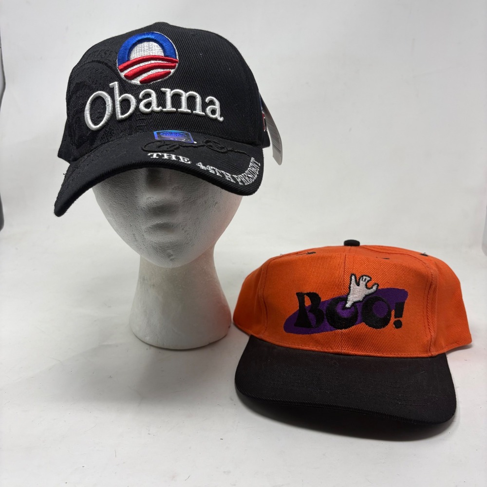 Obama 44th President City Hunter Hat & Orange Halloween Boo Snapback Bundle